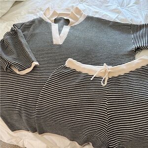 Striped Black and White Knit Set